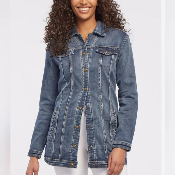 Tribal Fashions Maxi Denim Jean Jacket Large - Picture 1 of 4